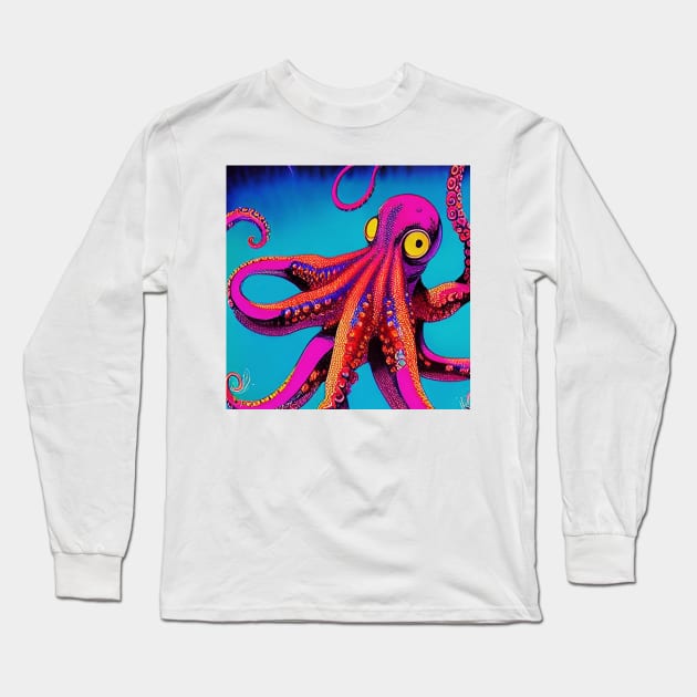 Psychedelic Octopus Long Sleeve T-Shirt by Mihadom